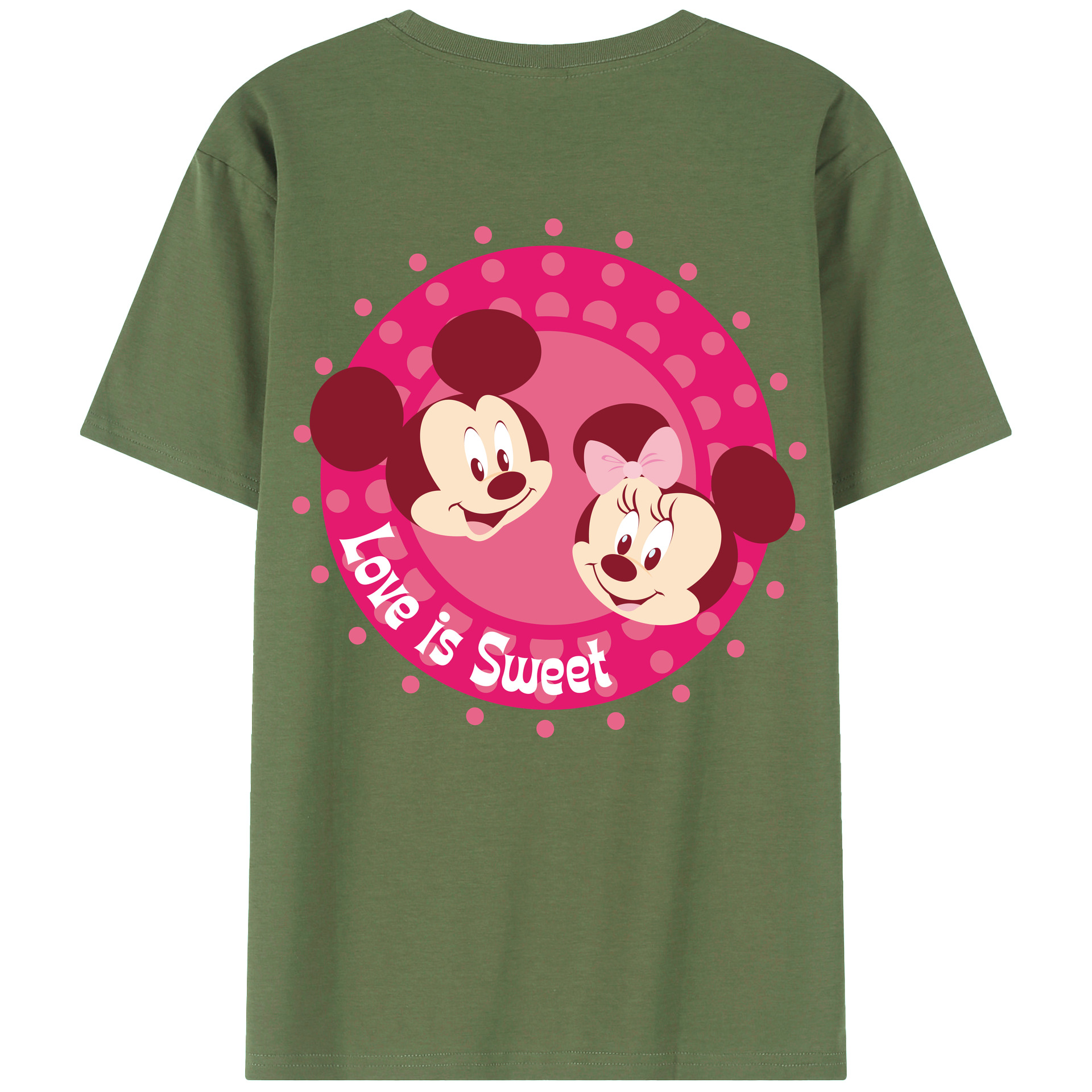 ミッキーマウス Mickey Mouse 綿100％ メンズ半袖Tシャツ（バックプリント） 通気性